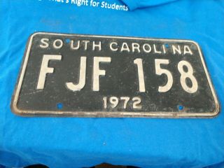 Vintage License Plate Tag South Carolina Sc 1972 Fjf 158 Rustic $4 Combine Ship