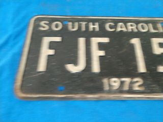 Vintage License Plate Tag South Carolina SC 1972 FJF 158 Rustic $4 Combine Ship 2