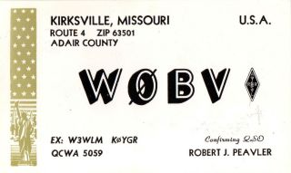 W0bv Qsl Card - - Kirksville,  Missouri - - 1968