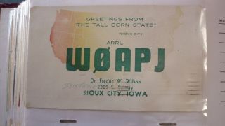 Old Vintage Qsl Ham Radio Card Postcard,  Sioux City Iowa 1956