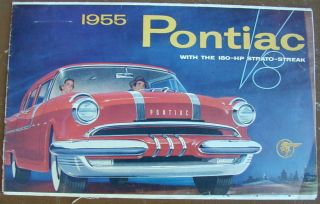Old Sales Brochure 1955 Pontiac 180 - Hp Strato - Streak V - 8 Very Rare