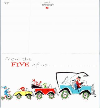 From the Five of Us Happy Family Car Automobile Ride VTG Christmas Greeting Card 3
