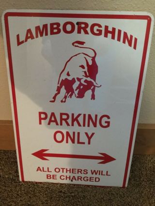 Vintage Style LAMBORGHINI Bull PARKING Metal Sign Car Automobile Red Man Cave 2