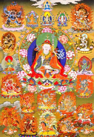 26 " Blessed Tibetan Thangka Painting Poster: Protective Zima Of Padmasambhava