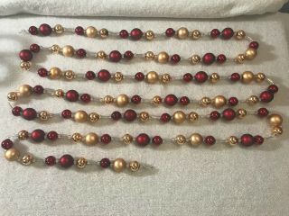 Christmas Glass Garland 9 Ft Gold Red Balls Beaded Spacers