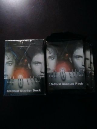 The X - Files 60 Card Starter Deck Collectible Game,  4 - 15 Card Booster Packs