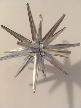 Vintage Mid Century Sputnik Atomic Star Burst Silver Christmas Ornament