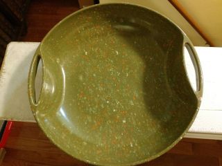 Vintage Aztec Melmac Dinnerware Olive Green Confetti 12 Inch Handled Bowl 2