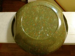 Vintage Aztec Melmac Dinnerware Olive Green Confetti 12 Inch Handled Bowl 3