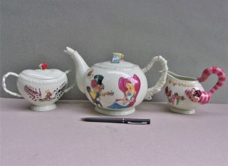 A Rare Danbury Fine Porcelain Tea Set,  Alice In Wonderland Disney