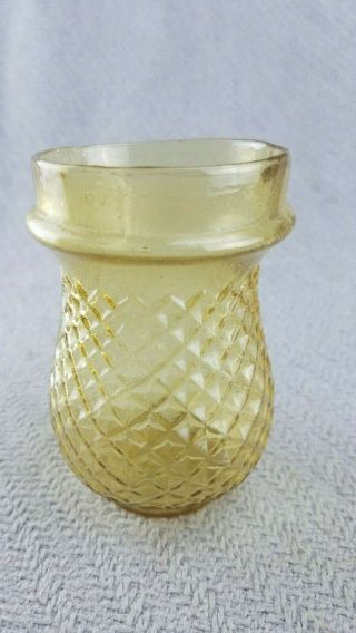Antique Victorian Diamond Pat.  Lt Topaz Glass Christmas Light Candle Lantern