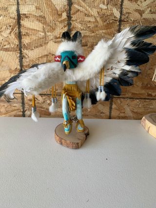 Authentic Navajo Eagle Dancer Vintage Kachina Doll - Real Fur Feather Handmade