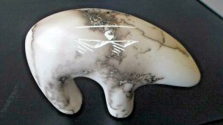 Native American Navajo Indian Horse Hair Ceramic Pottery Bear Fetish Figurine