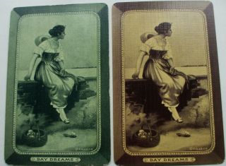 2 Vintage Swap Playing Cards U.  S.  Narrow Named Day Dreams Pensive Lady Pair