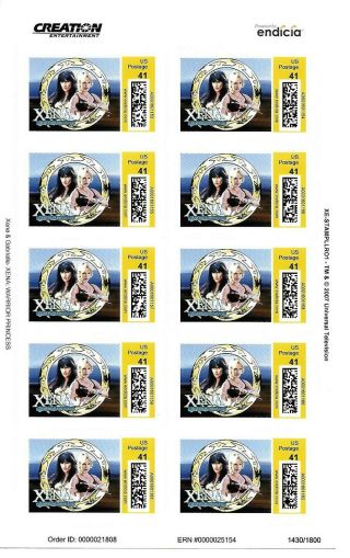 Xena & Gabrielle Chakram Creation Usa Stamp Set Numbered 1430