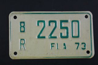 1973 Vintage Florida Motorcycle License Plate 8r - 2250