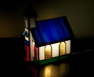 Small Grandeur Noel Lighted Stained Glass Victorian Christmas Village Church
