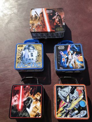 Star Wars - Set Of 4 Mini Lunch Boxes,  1 Larger Lunch Box