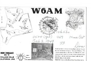 1949 W6am Don Wallace Qsl Radio Card