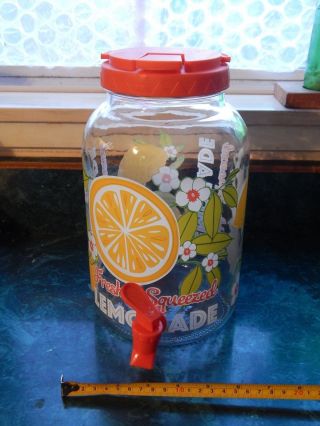 Freshly Squeezed Lemonade (one Gallon) Glass Jar Dispenser W/ Spout " Sun Tea "