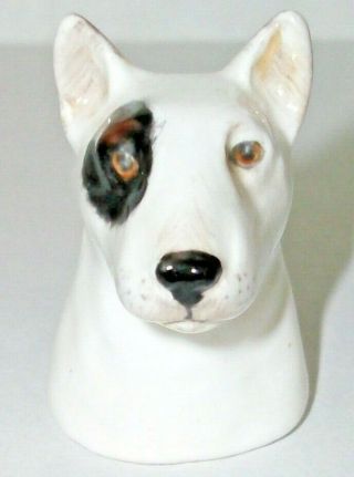 A Francesca Hand Painted Dogs Head Bone China Thimble - - Bullseye From Oliver - -