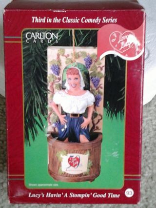 I Love Lucy Stompin Grapes 50th Anniversary Carlton Boxed Christmas Ornament Wow