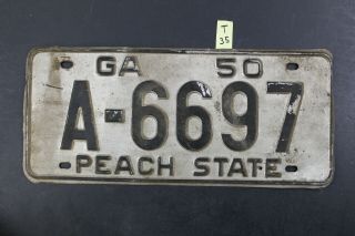 Vintage 1950 Georgia License Plate A - 6697 Peach State (t - 35