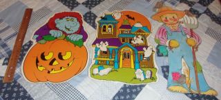 Vintage 20 Halloween Die - Cut Wall Decorations Trend Witches Scarecrow Ghosts