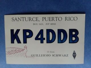 Kp4ddb - Santurce,  Puerto Rico - Guillermo Schwarz - 1968 - Qsl