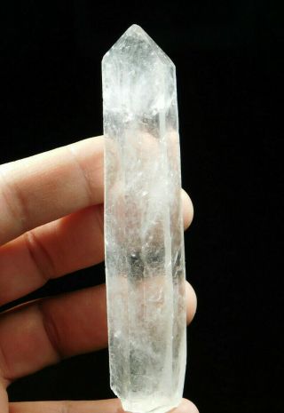 A Long Very Well Formed Semi Translucent Quartz Crystal From Brazil 80.  8gr E