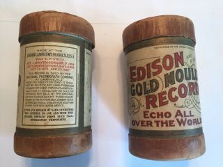 1 Vintage Edison Gold Moulded Cylinder Record With Case Plus 1 Empty Case