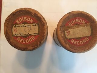 1 Vintage Edison Gold Moulded Cylinder Record With Case Plus 1 Empty Case 4