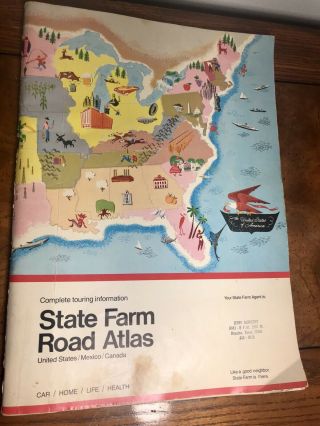 1980 Vtg Complete Touring State Farm Road Atlas United States Mexico Canada Map