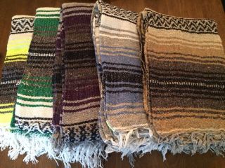 5 Pack - Mexican Falsa Throw Blankets Yoga - Made In Mexico Serapes