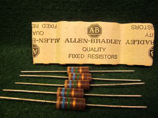 (1) 5 Pack Allen Bradley Carbon Comp 1.  6 Meg Ohm 2 Watt 5 Resistors Nos