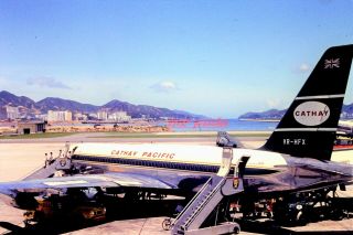 35mm Aircraft Slide Cathy Pacific No Vr - Hfx @ Kai Tak Hong Kong Mid 60s