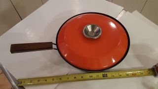 Rare Cathrineholm Orange Black Enamelware Pan Mid Century Modern Norway Pot