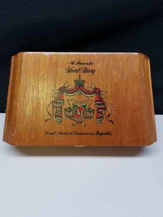 Wooden A.  Fuente Short Story Cigar Box.  7 - 3/4 ".  Hand Made Dominican