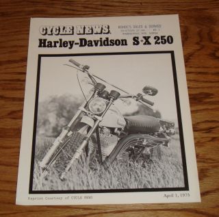 1975 Harley - Davidson Sx - 250 Cycle News Sales Brochure 75