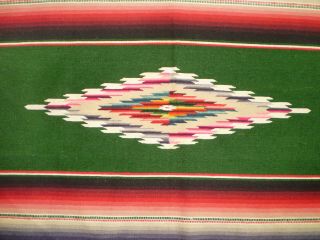 Antique MEXICAN Serape SALTILLO HandWoven Blanket Runner Very Fine WOOL 24x22 