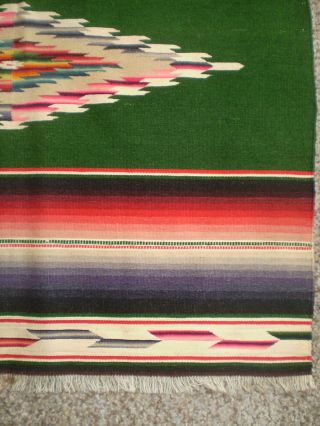 Antique MEXICAN Serape SALTILLO HandWoven Blanket Runner Very Fine WOOL 24x22 