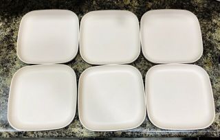 Set Of 6 Vanilla Vintage Tupperware - Square Luncheon Size Plates 8 " /20cm