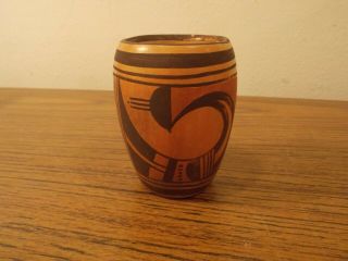 Antique Native American Hopi Indian Hand Coiled Cylinder Pot Jar