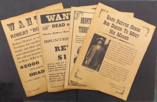 Set Of 4 Bass Reeves Old West Posters,  Wanted,  Bob Dozier,  Brunter Brothers