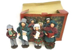 Home For The Holidays Set Of 4 Fabric Mache Carolers Christmas Decor W/ Box