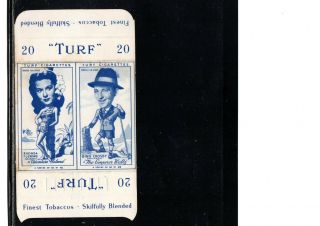 1949 Bing Crosby Turf Tobacco Card,  Rare Uncut Pair With Rhonda Fleming