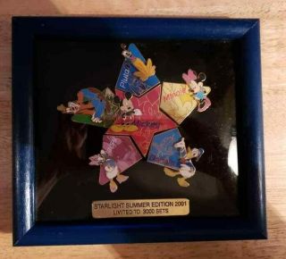 Rare Disney Fab 6 Starlight Summer Limited Edition 2001 Framed Pin Set -