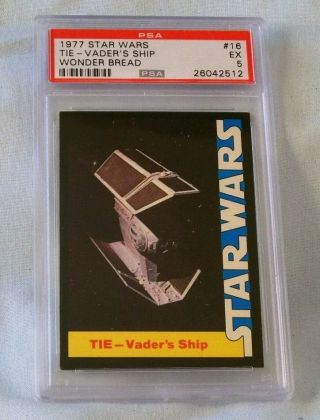 Vintage 1977 Topps Star Wars Wonder Bread Card 16 Tie - Vaders Ship Psa 5 Ex