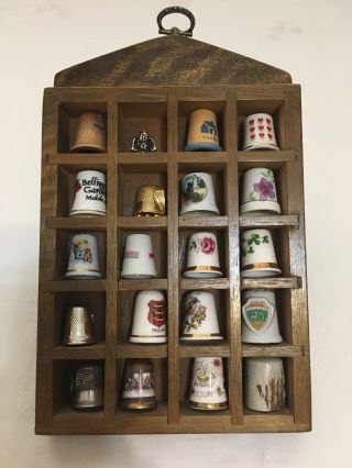 Thimble Display With Thimbles Holds 20 Finsbury Royal Doulton England Cable Car
