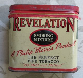 Vintage Revelation Tobacco Tin 1926 Smoking Mixture Pipe Philip Morris